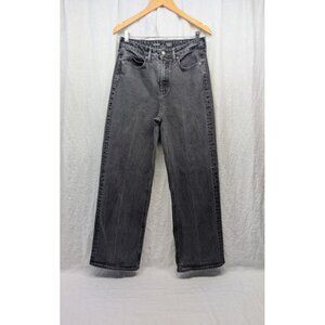 Old Navy women's size 10 extra high-rise sky high wide leg black jeans I9